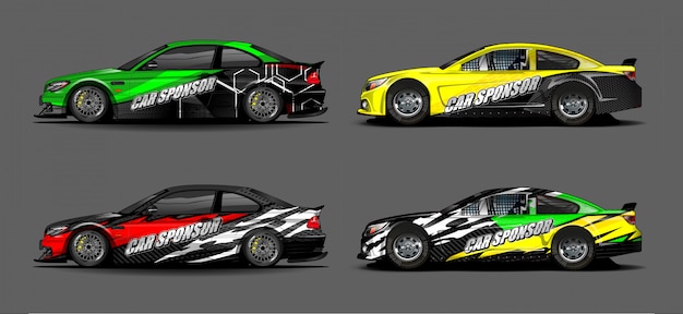 Veicolo kit grafico vettoriale. priorità bassa astratta moderna per livrea delle decalcomanie dell'autoadesivo dell'automobile e del marchio dell'involucro dell'automobile