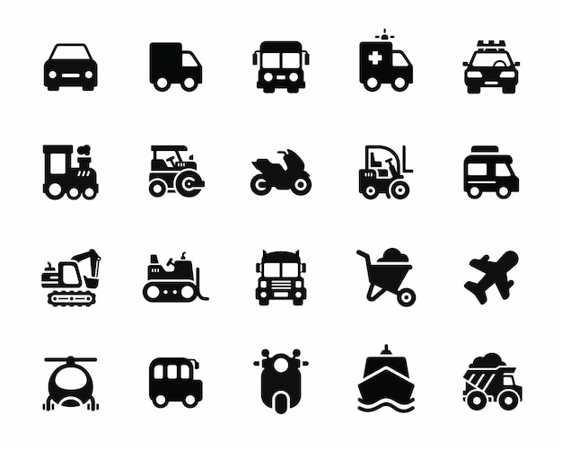 Vector vehicle icon set isolated on white background transportation icon set