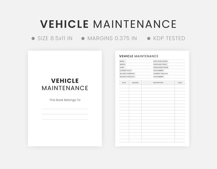 Vector vehicle maintenance log book printable vehicle service tracker template