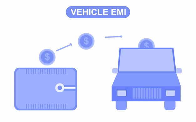 Pagamento del mutuo del veicolo emi money vs illustrazione vettoriale dell'auto