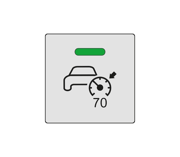 Vehicle speed limit button. 70 speed limit fixing keys. Modern car sketch drawing.