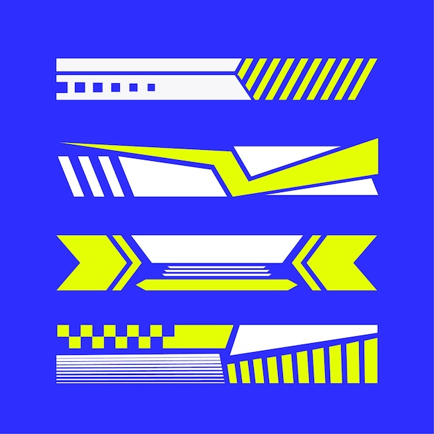 Vehicle vector Decal Stripes for the both parts racing yellow white stripes for tuning cars