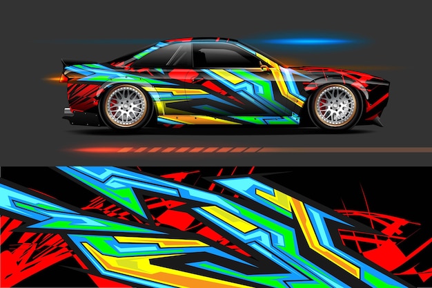 Vehicle vinyl wrap design with Racing stripe streak abstract background