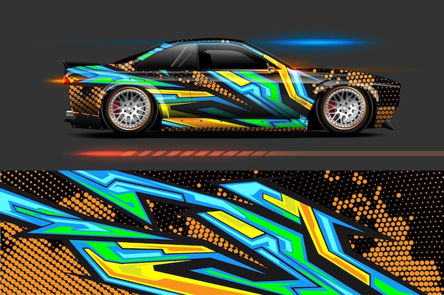 Vector vehicle vinyl wrap design with racing stripe streak abstract background