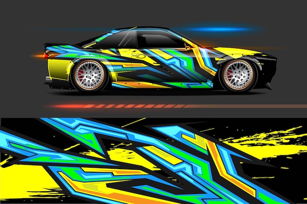 Vehicle vinyl wrap design with Racing stripe streak abstract background