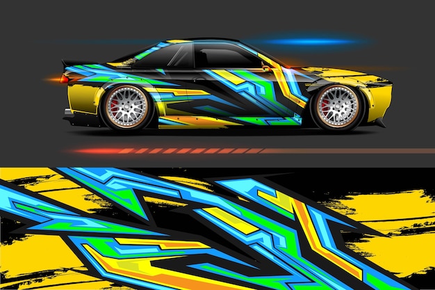 Vehicle vinyl wrap design with Racing stripe streak abstract background