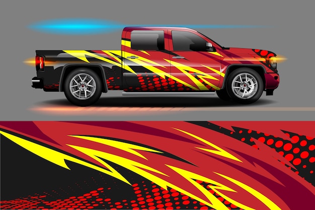 Vehicle vinyl wrap design with Racing stripe streak abstract background