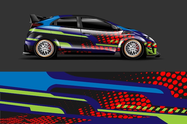 レーシング抽象的な背景を持つ車両ラップとビニールステッカーのデザイン