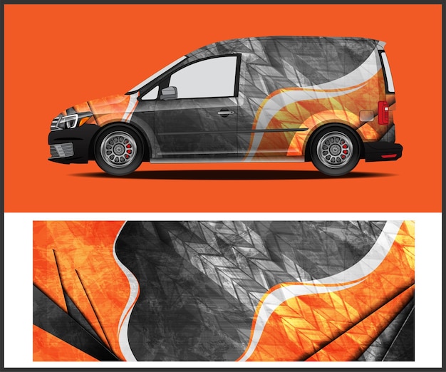 Vettore vehicle wrap design per decalcomanie per auto, involucri per auto e cartelli per auto