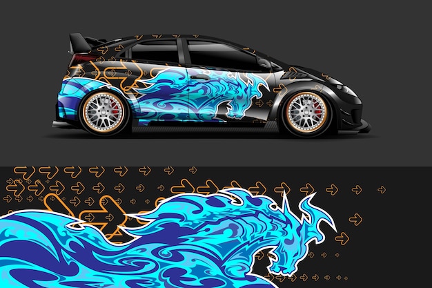 Vehicle wrap and vinyl sticker design with racing abstract background