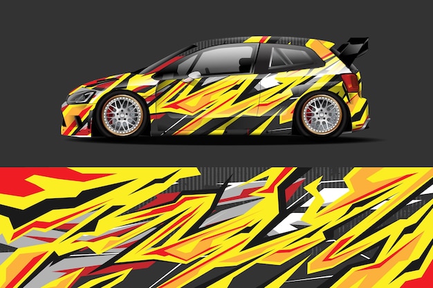 Vector vehicle wrap and vinyl sticker design with racing abstract background