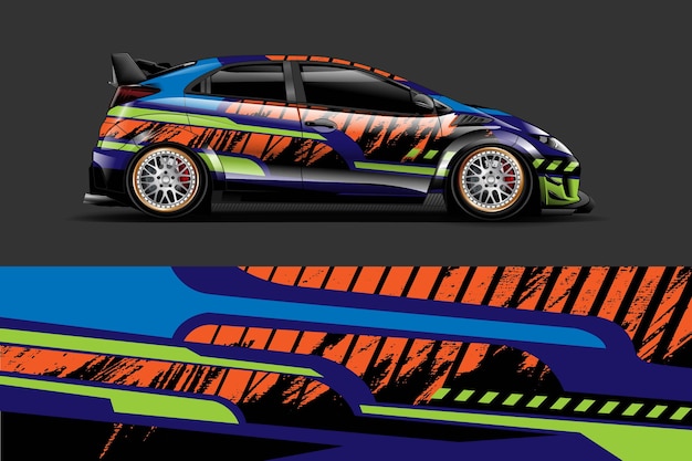 Vehicle wrap and vinyl sticker design with racing abstract background