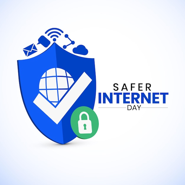 Veiliger Internet Day illustratie banner Cyber security concept vector sjabloon voor banner kaart