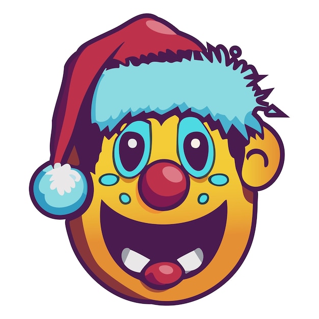 Vektor, il clown spaventoso con il cappello di babbo natale.