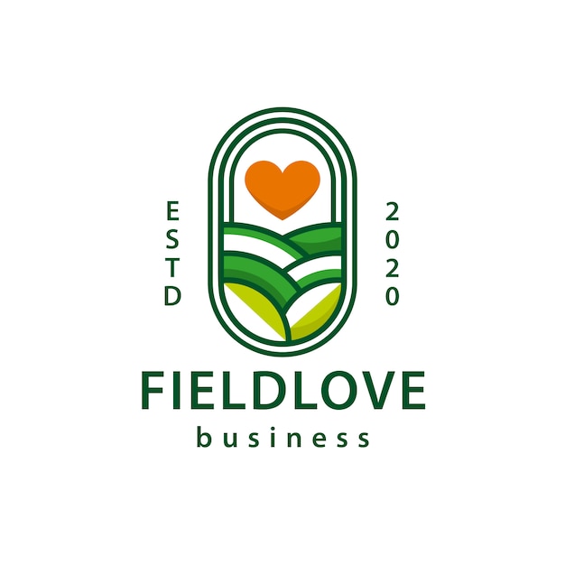 Veld liefde embleem logo ontwerp