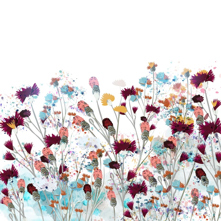Vector veld vector wilde bloemen weide achtergrond vintage stijl