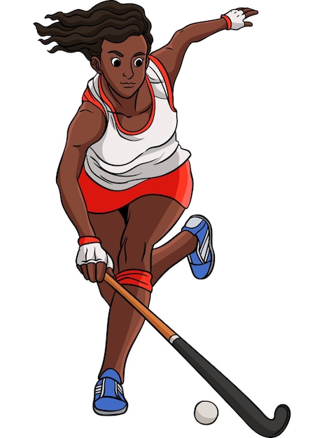 Veldhockey Cartoon Gekleurde Clipart Illustratie