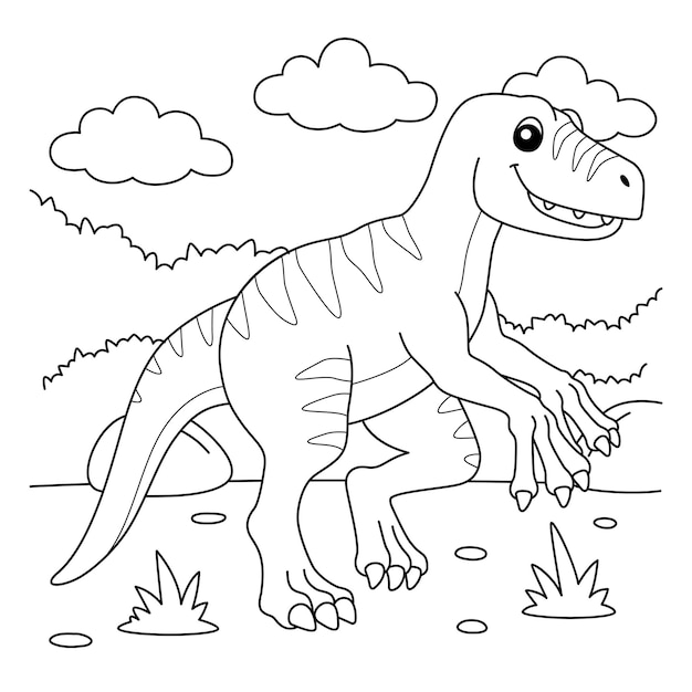 Pagina da colorare di velociraptor per bambini