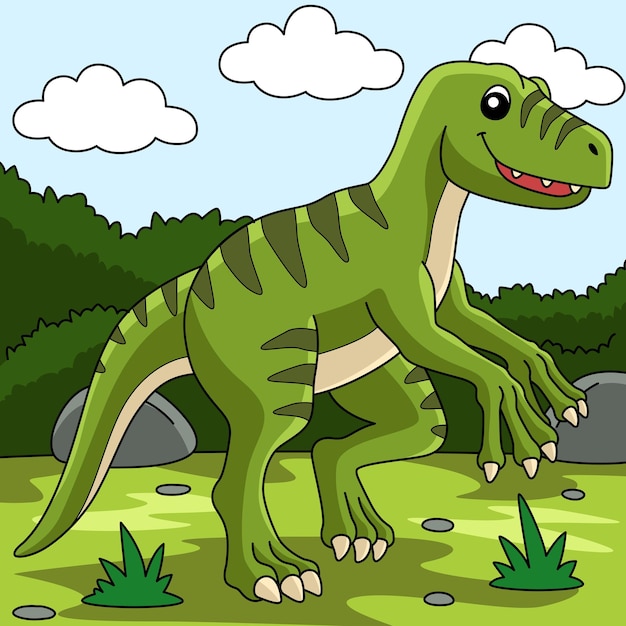 Velociraptor dinosaurus gekleurde cartoon afbeelding