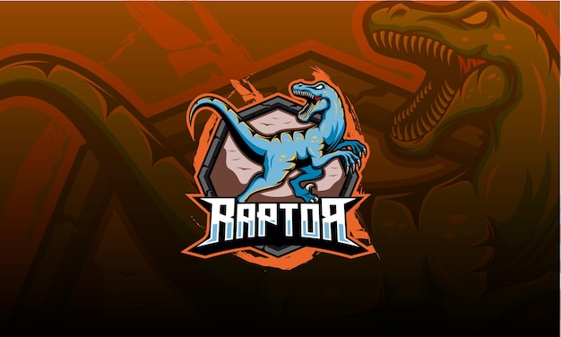 Vector velociraptor logo mascot, dinosaur . raptor esport logo