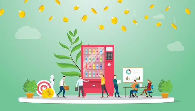 Vending machine business growth finance concept