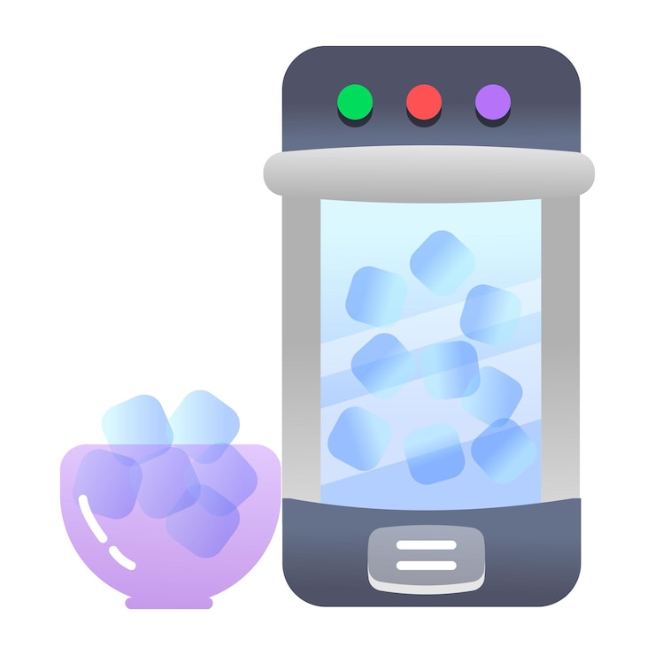 Vector a vending machine that has a purple button on it