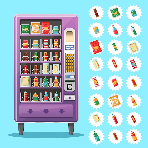 벡터 스낵과 음료 자판기