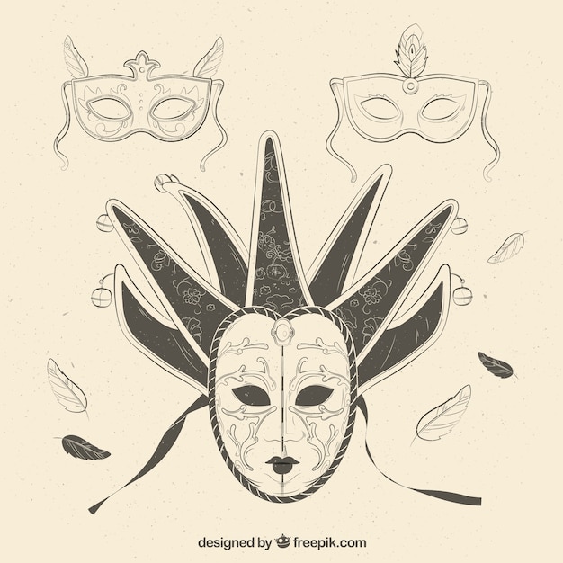 Vector venetian masks in vintage style