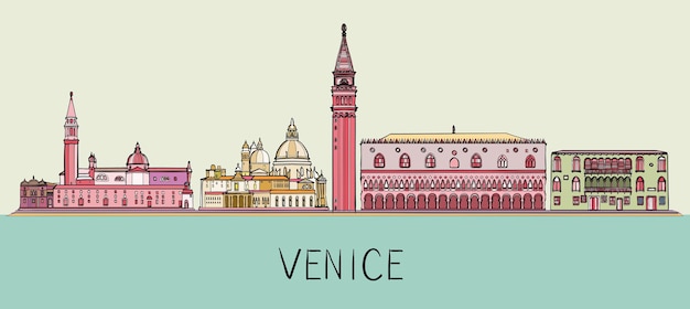 Venetië Cityscape met beroemde bezienswaardigheden