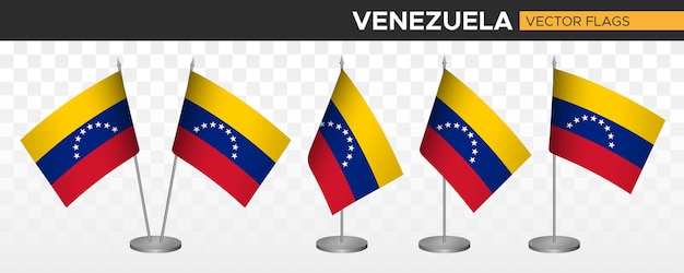 Vector venezuela bureau vlaggen mockup 3d-vector illustratie tafelvlag van venezuela