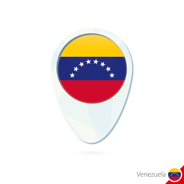 Venezuela flag location map pin icon on white background