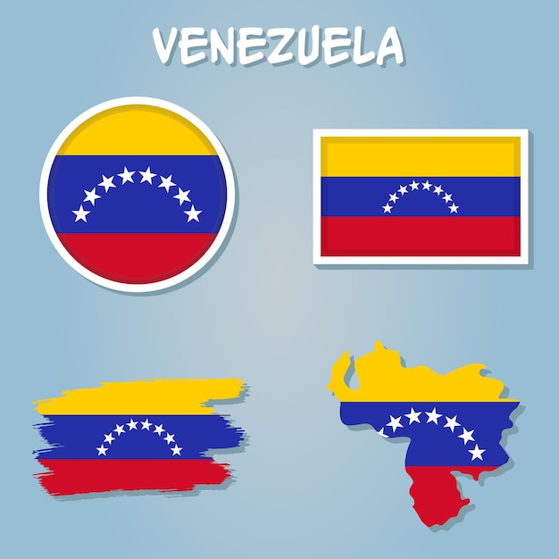 Venezuela flag and map on the blue background