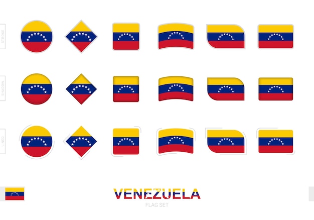 ベネズエラの旗セット、3つの異なる効果を持つベネズエラのシンプルな旗。