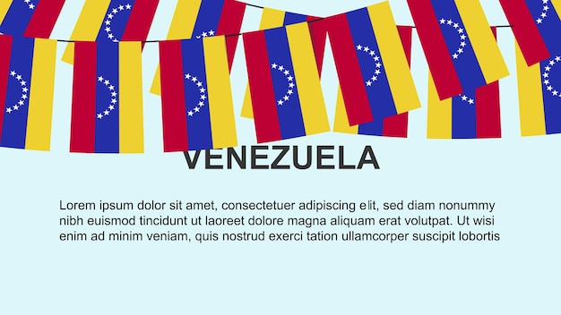 ロープのお祝いにぶら下がっているベネズエラの旗とコンセプト独立記念日の挨拶