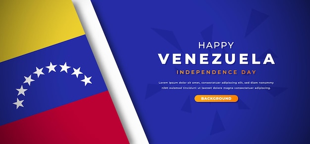 Vettore illustrazione dello sfondo papercut del giorno dell'indipendenza del venezuela per la cartolina d'auguri di poster e banner pubblicitari