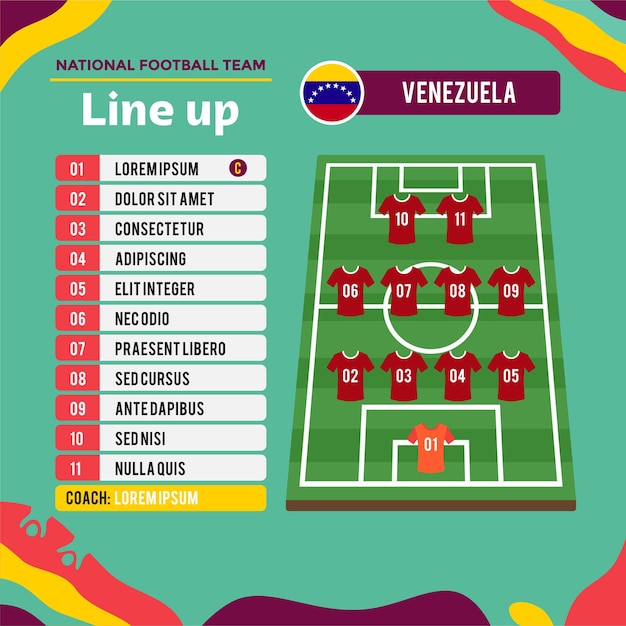 Vector venezuela line up football u17 team