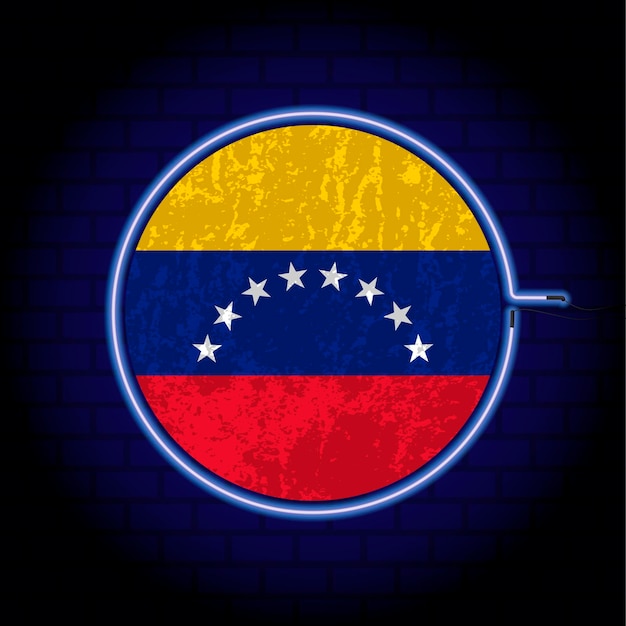 Venezuela neon grunge vlag op muur backgrond Vector illustratie