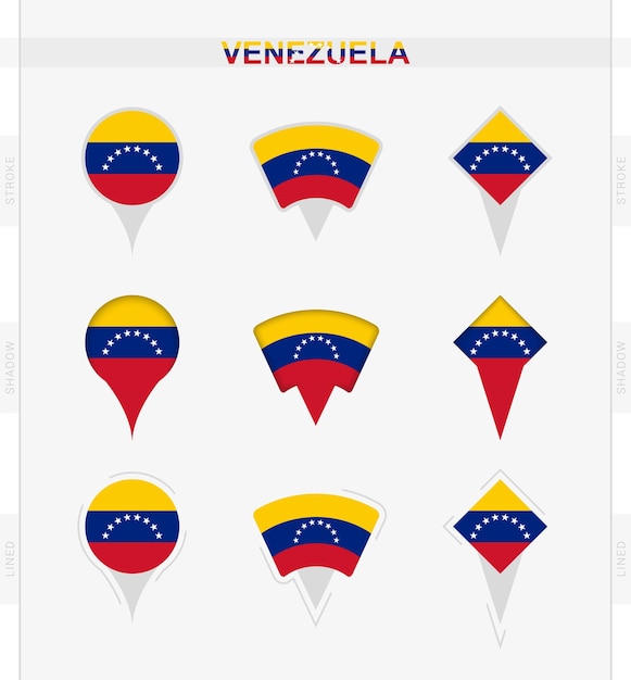Venezuela vlag set locatie pin iconen van venezuela vlag