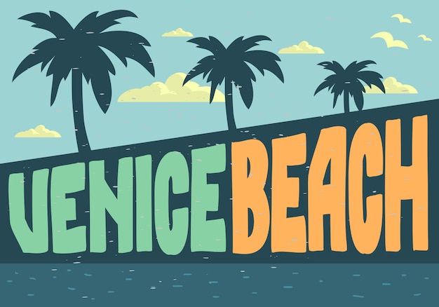 Vector venice beach los angeles california design for poster postcard image