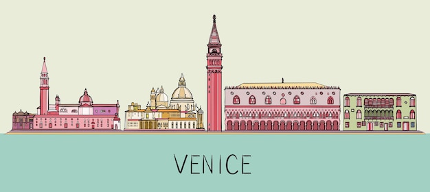 Venice cityscape with famous landmarks