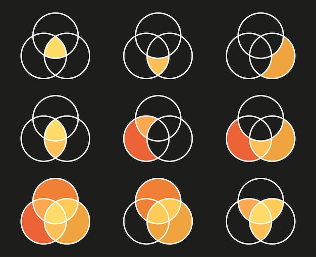 Venn diagram circles chart infographic. vector design elements for business strategy presentation.