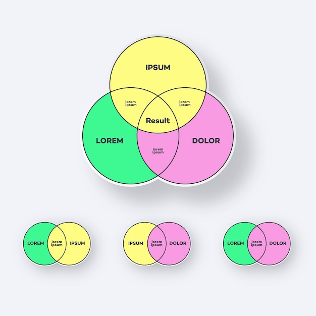 Vector venn-diagram grafieksjabloon ingesteld