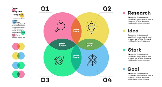 Venn diagram infographic chart vector template