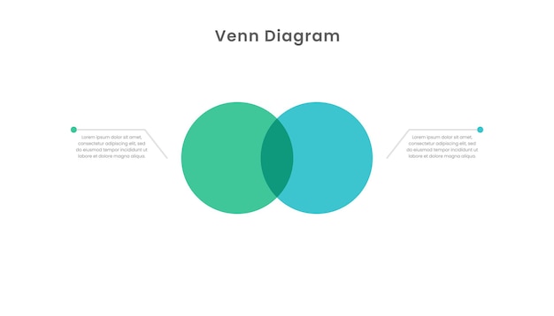 벡터 두 개의 원을 가진 venn 다이어그램 인포그래픽 템플릿 디자인