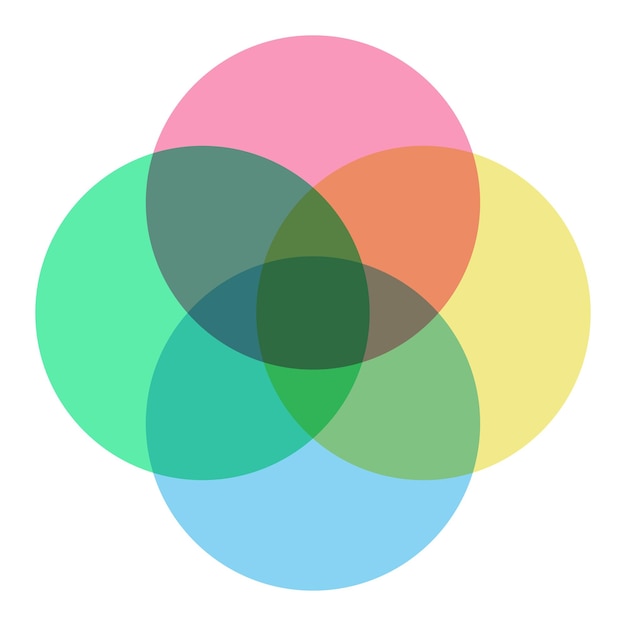 Vector venn diagram template four circle colorful style