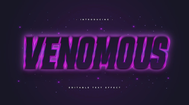 Venomous text style in black and purple with glowing neon effect