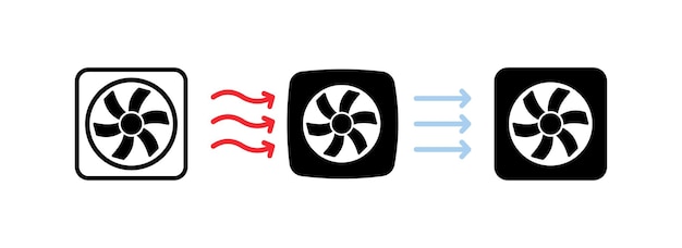 Ventilatiesysteem Silhouet zwarte ventilatiesysteem iconen Vector iconen