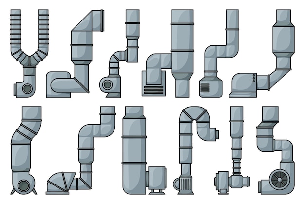 Ventilation pipe color vector set icon isolated color set icons ventilation pipe vector illustration air system on white background