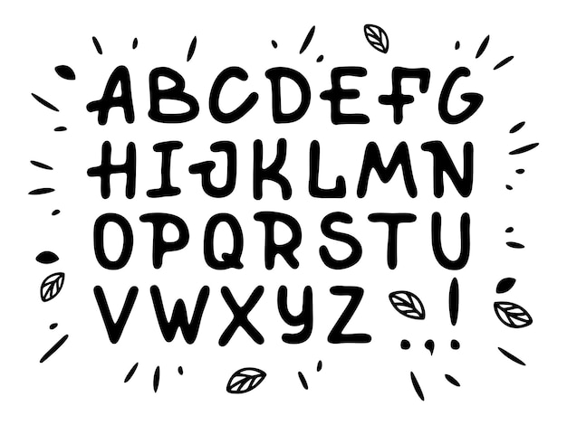 Vector veranda cursive font vector alphabet with latin letters in black and white theme