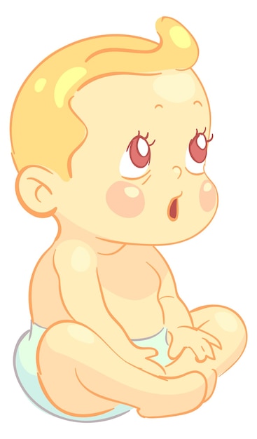 Vector verbaasd gezicht baby schattig peuter stripfiguur